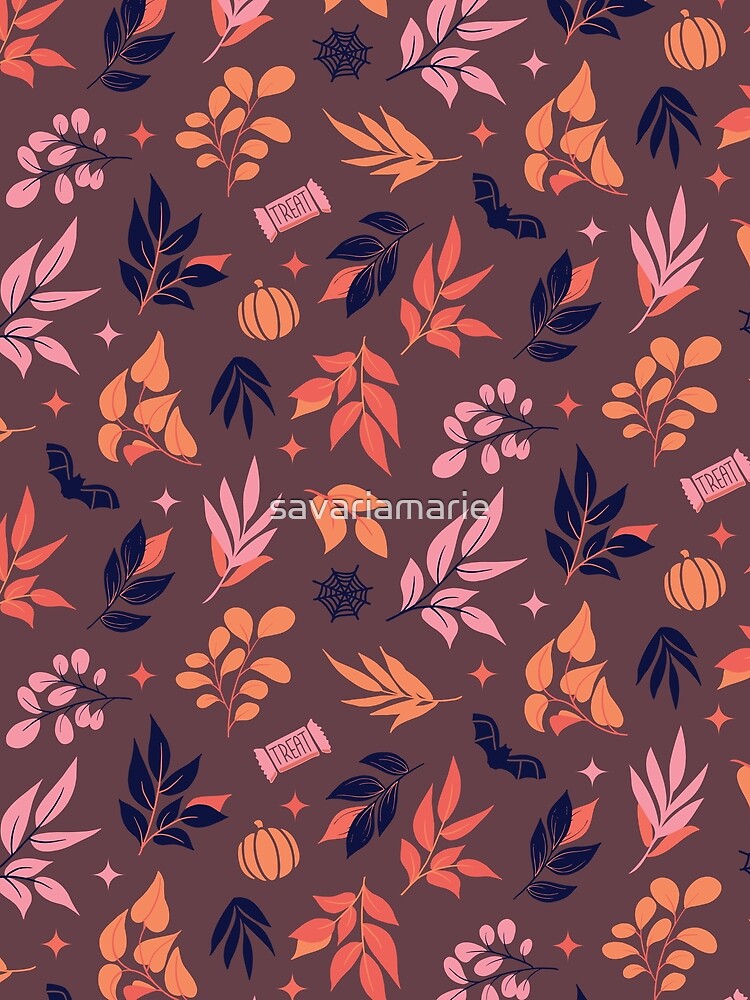 Botanical Pattern with Subtle Spooky Halloween Vibes by savariamarie