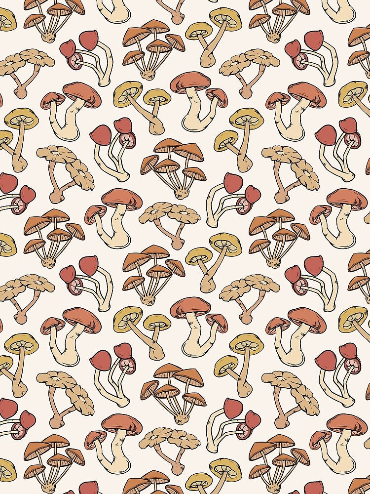 Mushrooms Field Seamless Pattern by CreativeDraws42