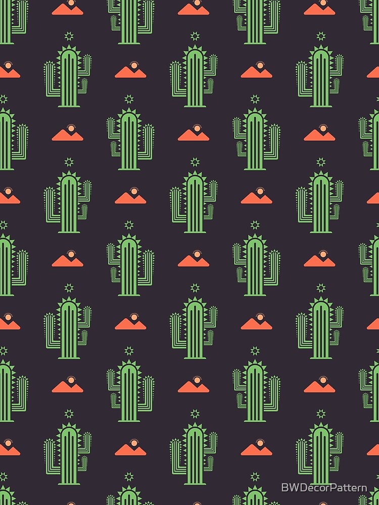 Wild West Cactus Desert Pattern by BWDecorPattern