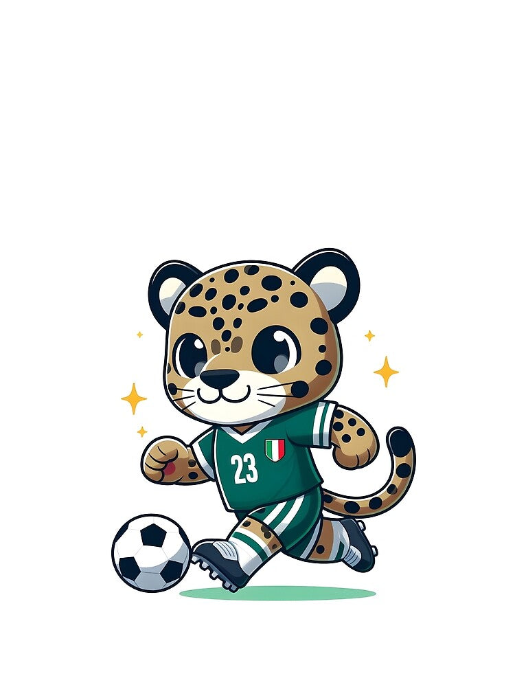 Kawaii Jaguar With Soccer Jersey And Cleats Playing Soccer by CanvasCutie