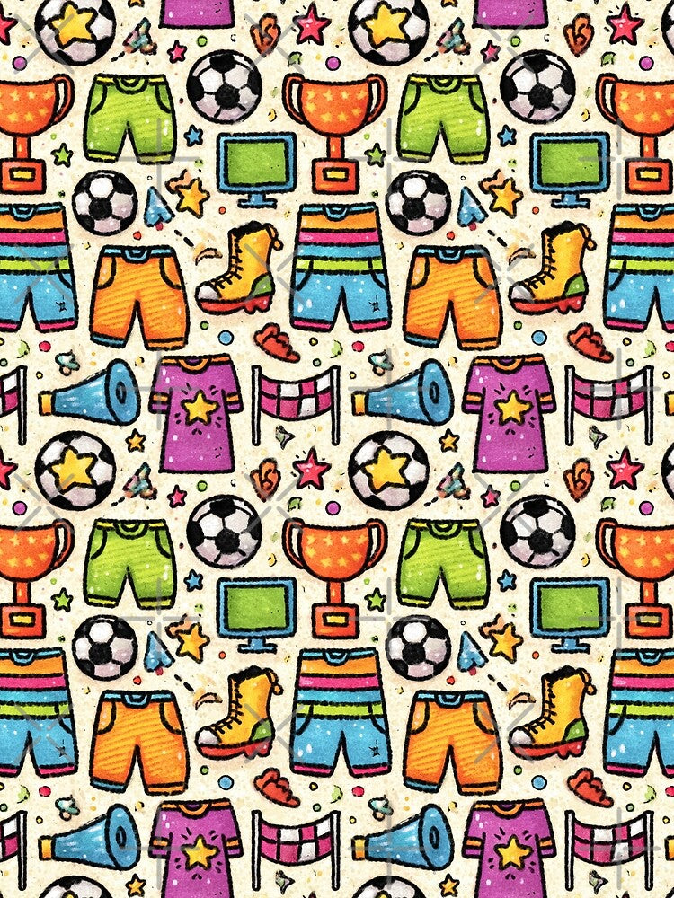 Primary Colors Football Doodle Pattern by Piotrek0001