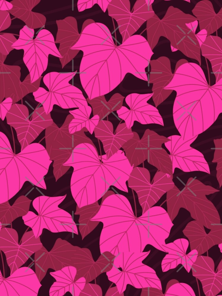 Pink Tropical Philodendron Leaves Pattern by GraphicsClub