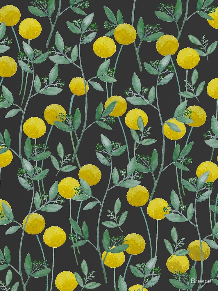 Spring and Summer time botanicals Billy Bob's and Eucalyptus with Charcoal Background by Breece