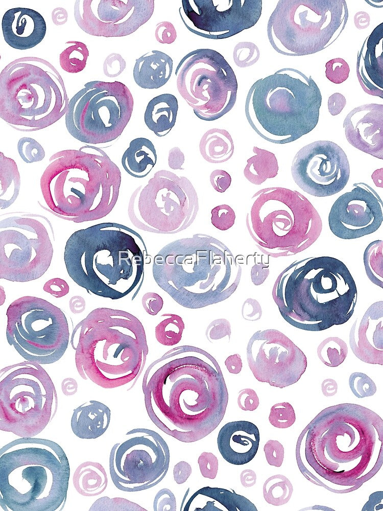 Floral Pattern #7 | Navy and Blush by RebeccaFlaherty