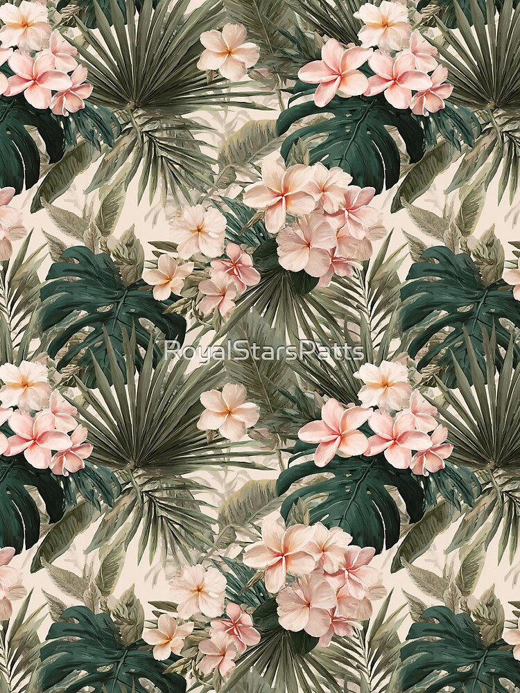 Artistic Tropical Flower  - Botanical Garden Pattern  - Christmas Gift Baskets by RoyalStarsPatts