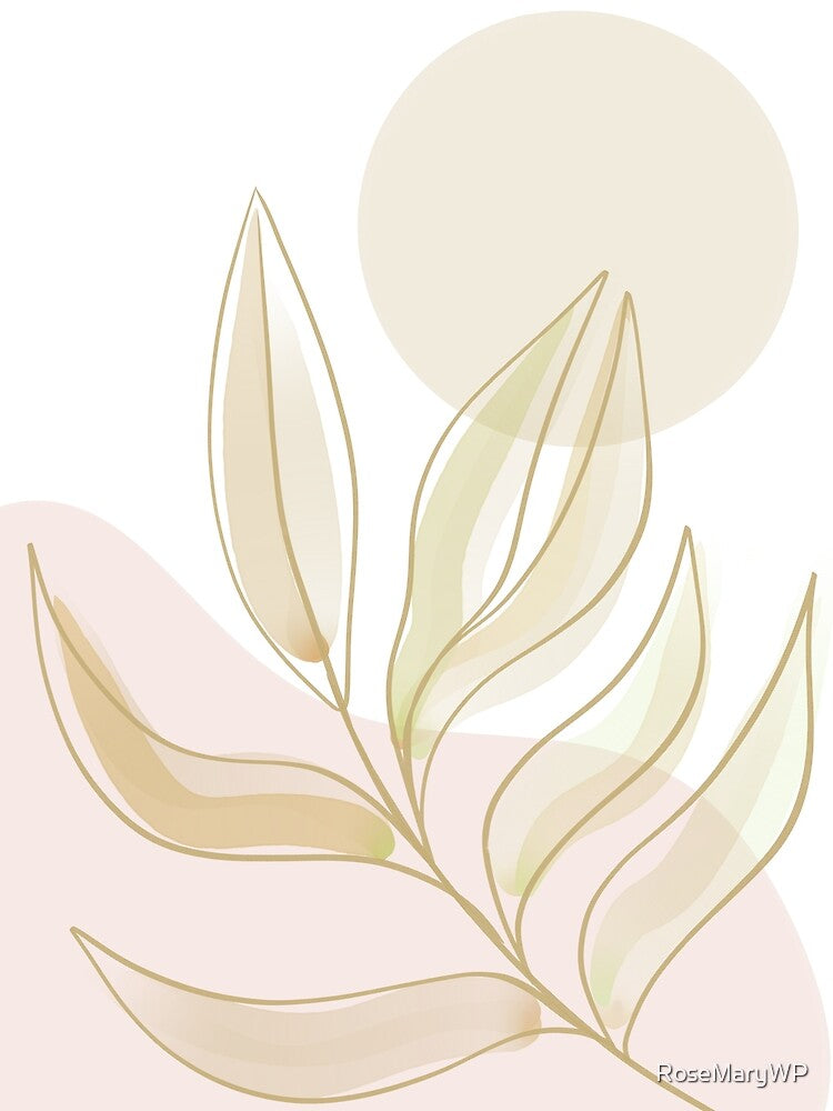 Line art golden leaf abstract illustration by RoseMaryWP