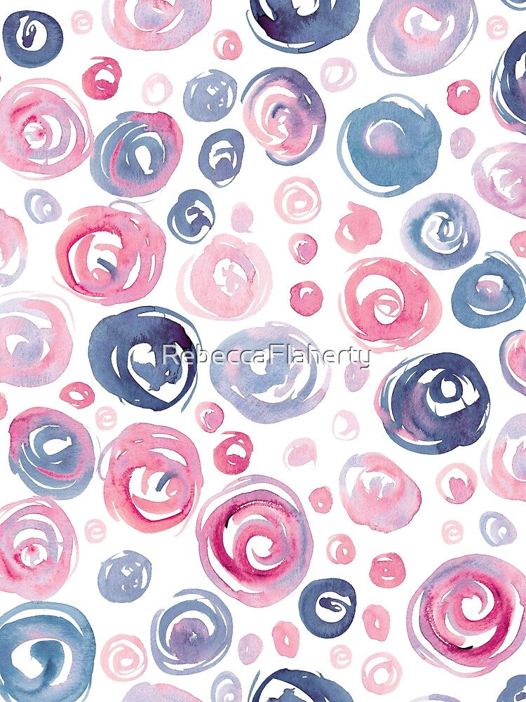 Floral Pattern #7 | Navy and Peach by RebeccaFlaherty