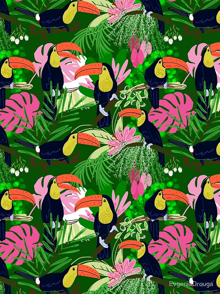 Tropical plants and birds by EvgeniaDrouga