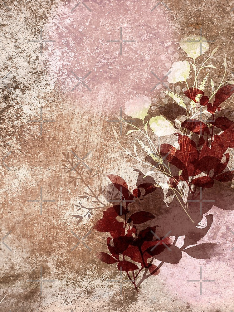 Textured red and brown floral silhouette-seco tierra by From my Soul