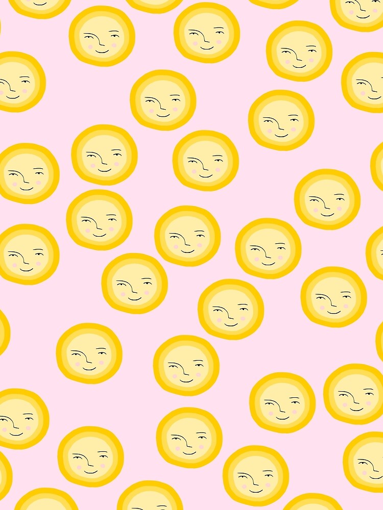 Cute Sun Pattern on Pink Background by kapotka
