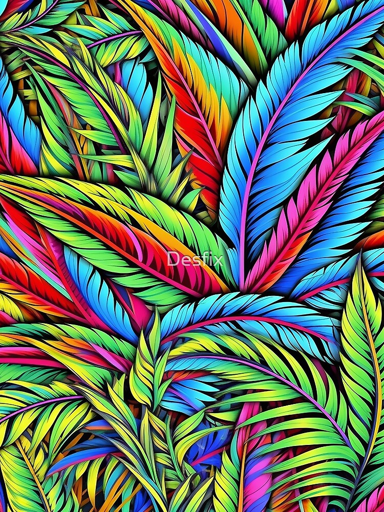 Abstract Leafs Colorful Doodle Pattern by Desfix