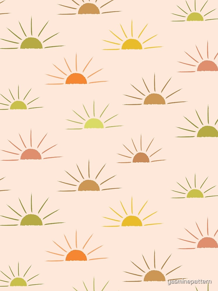 Abstract colorful boho sun pattern on light cream by Yasminepatterns