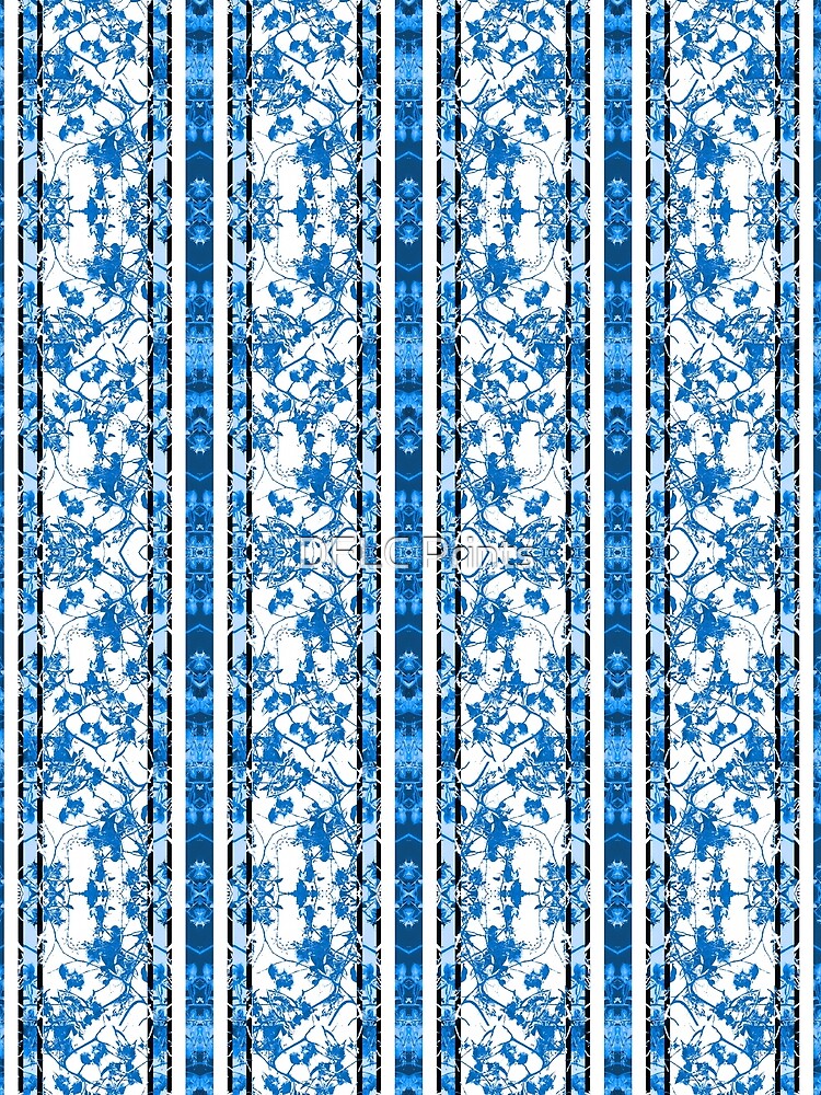 Chinoiserie Striped Floral Print by DFLC Prints