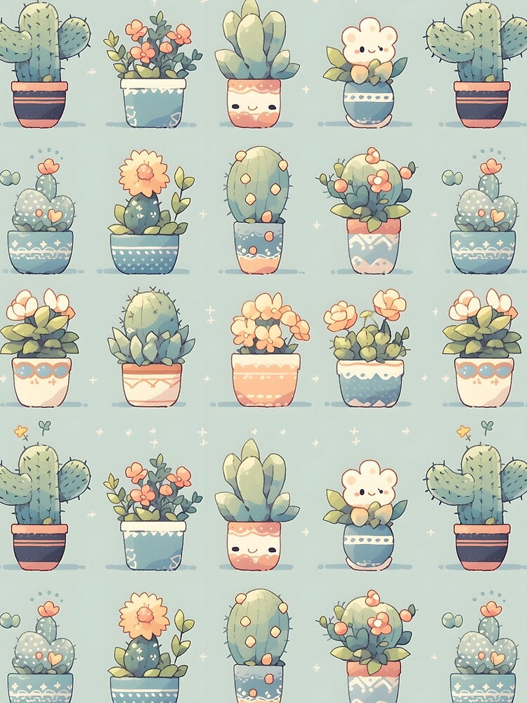 Kawaii Adorable Cactus Kawaii Pretty Cactusses Pattern by 18tokwa