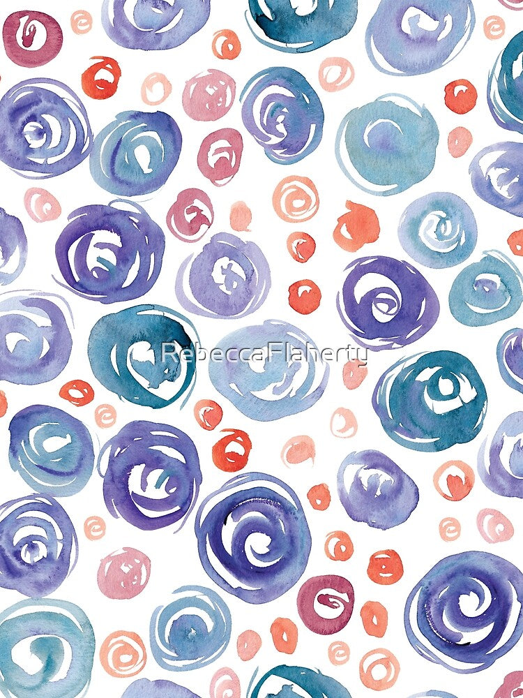 Floral Pattern #7 | Blue and Orange by RebeccaFlaherty