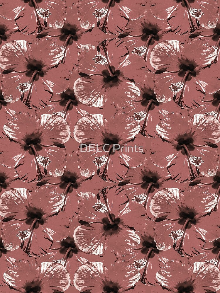 Hibiscus Flowers Collage Pattern Design by DFLC Prints
