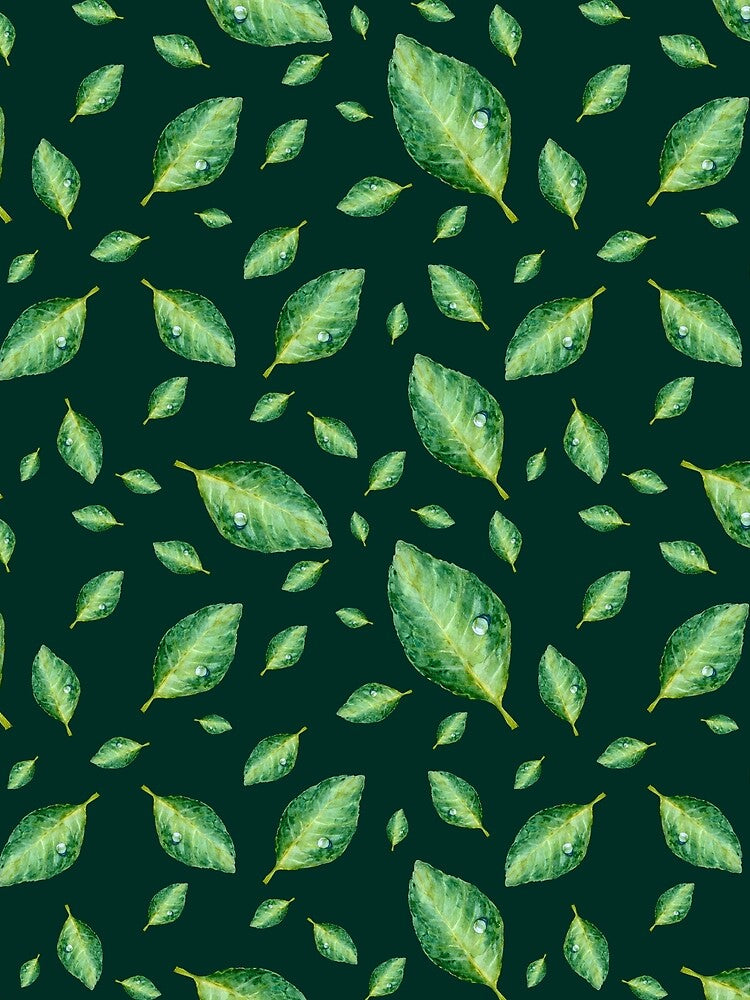 Green leaf with drop a seamless pattern green by Yana Mustafina | Boho Soulful Designs
