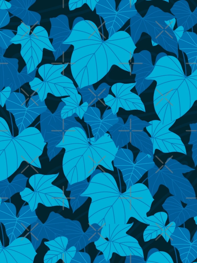 Cyan Tropical Philodendron Leaves Pattern by GraphicsClub