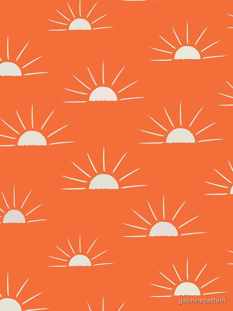 Abstract boho sun pattern in white on orange by Yasminepatterns