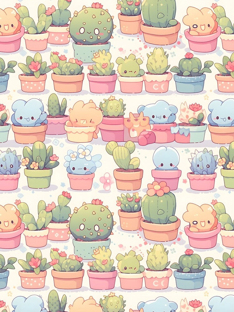 Club Of Happy Cactus Kawaii Pretty Cactusses Pattern by 18tokwa