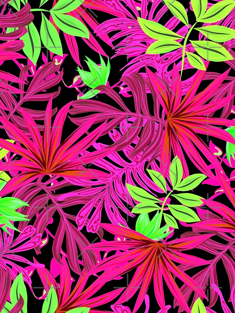 Retro Inspired Tropical Print - Hot Pink by TotallyRetroArt