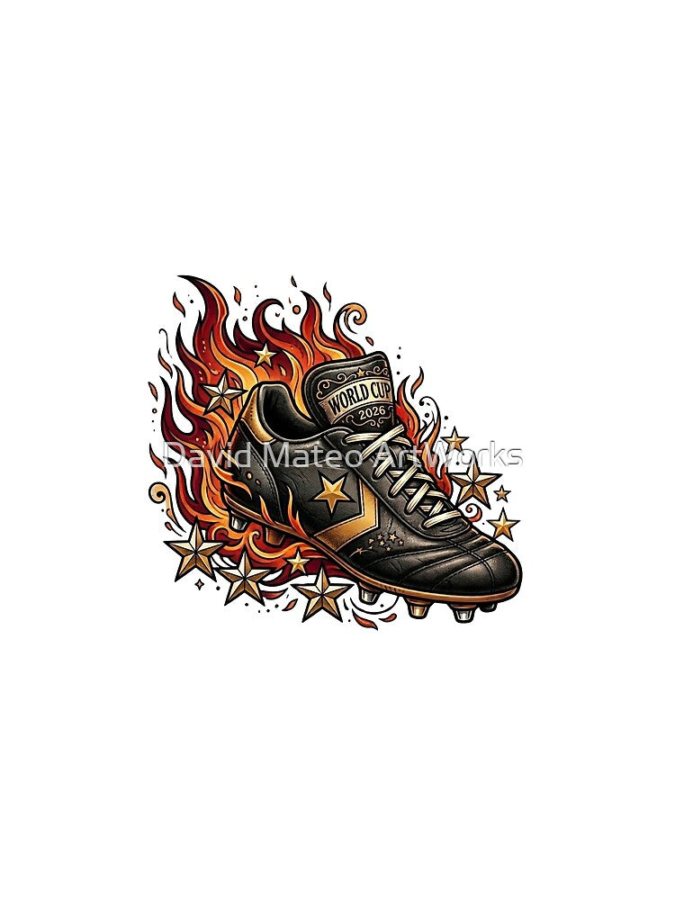 Flaming Boot — Neo Traditional Football Illustration World Cup 2026 by David Mateo ArtWorks