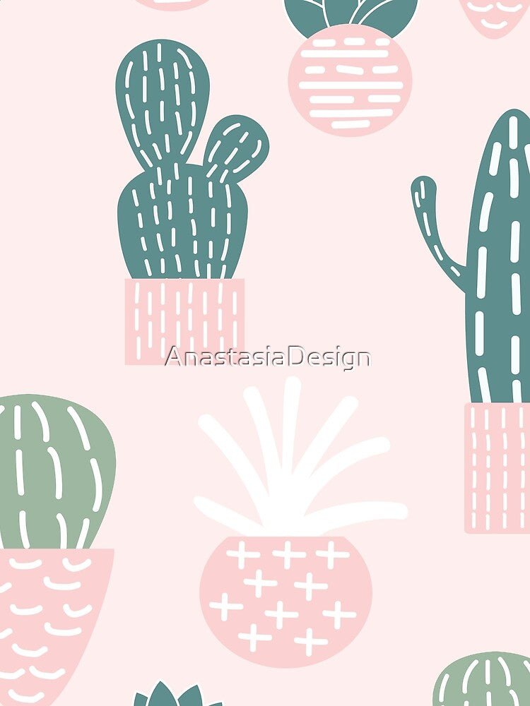 Cute Cacti on Pink Background by AnastasiaDesign