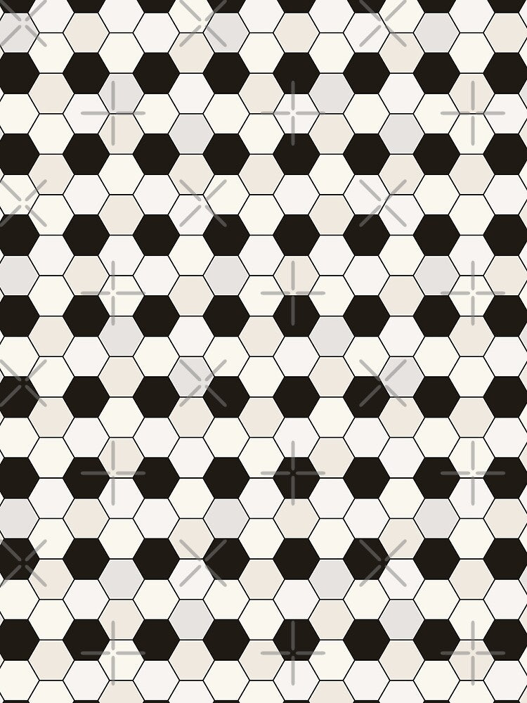Vintage Retro Soccer Ball Hexagon Geometric Pattern Black White by Pravokrugulnik