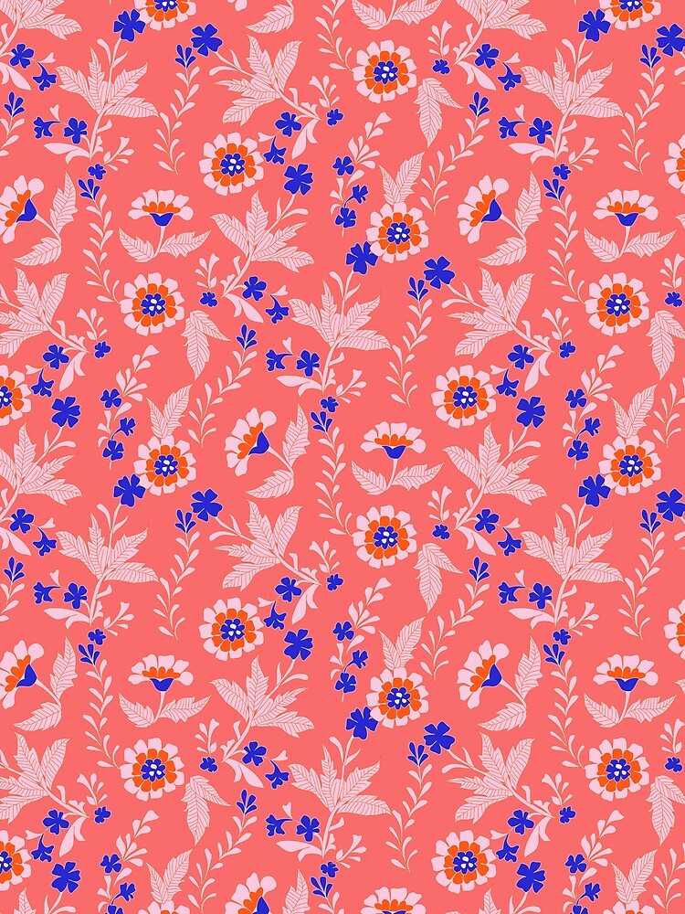 Coral Folk Floral Seamless Pattern by swati30designs
