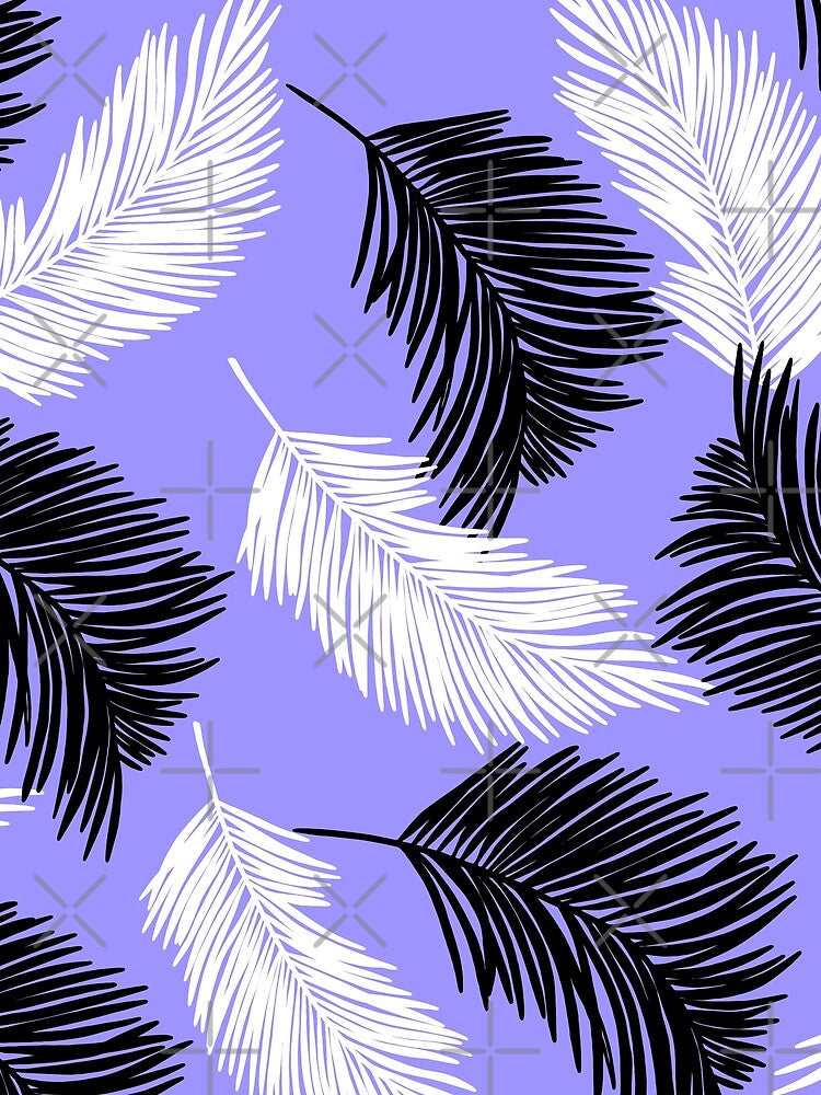 Tropical Wild Leaves Pattern Palm on Purple by GraphicsClub