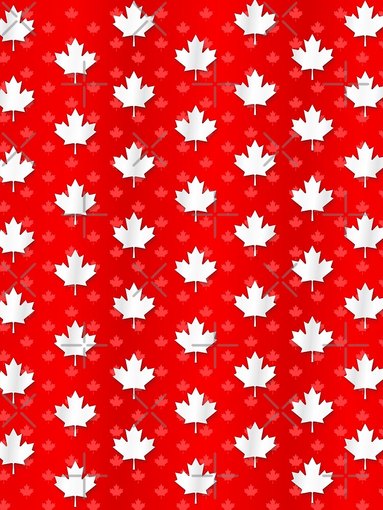 Red Canada Maple Leaf Shiny Metallic Background - 3D effect by Wizzles Emporium