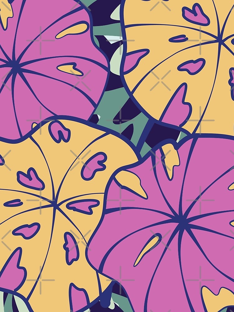 Colorful Philodendron Tropical Leaves Pattern by GraphicsClub
