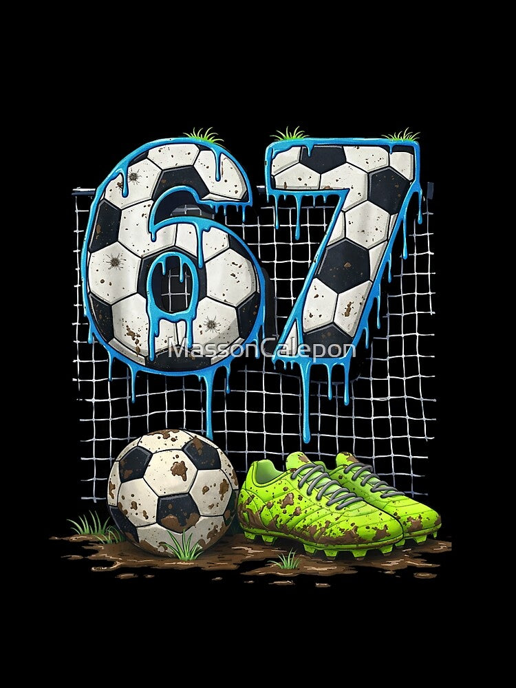 Number 67 Soccer Ball Football Player Jersey Sport Drip Graphic Art by MassonCalepon