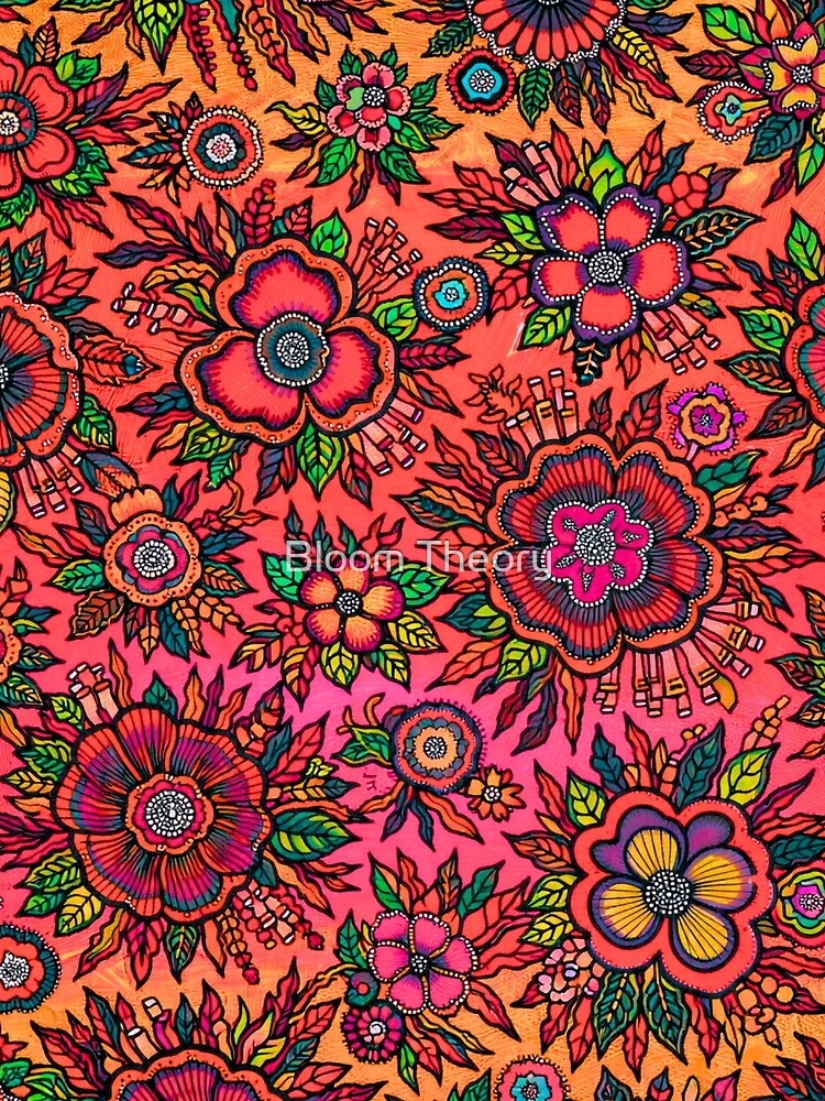 Warm Boho Floral Pattern | Colorful Flower Design | Vibrant Aesthetic by Bloom Theory