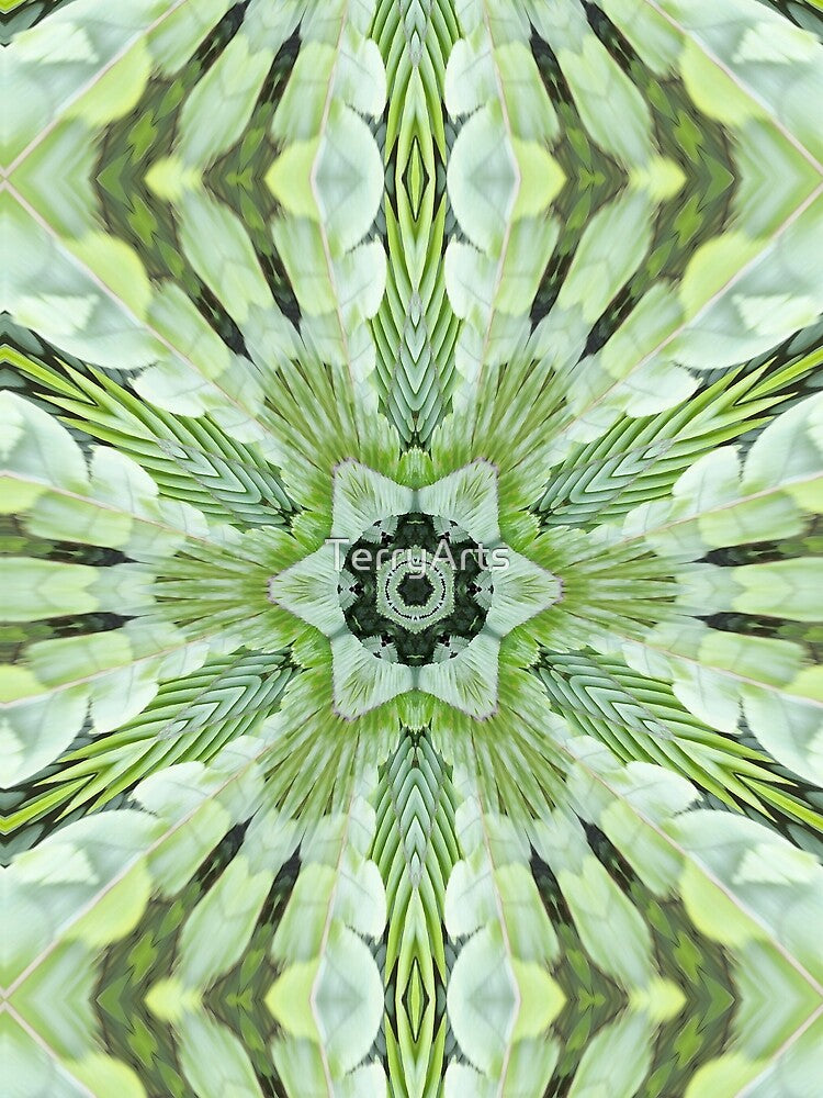Abstract Art Tropical Plants Boston Fern Tropicalcore Aesthetic Green and Cream by Beachy
