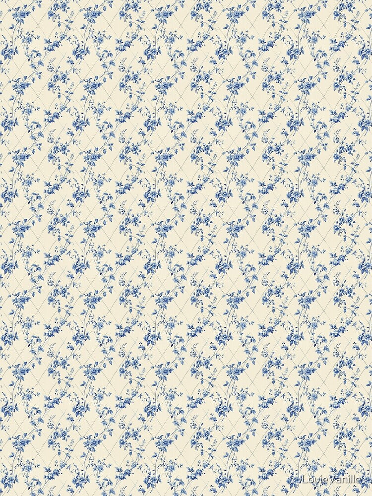 Vintage French Blue Floral Pattern by LouieVanille