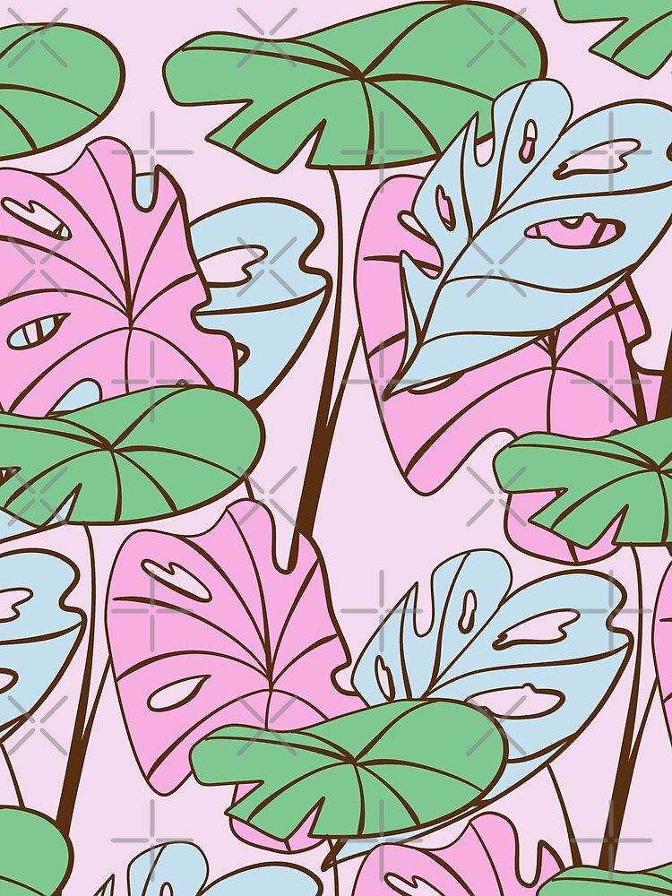 Colorful Tropical Monstera Philodendron on Blush Pink by GraphicsClub