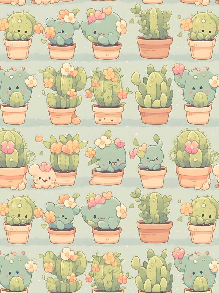 Lovable Kawaii Cactus Kawaii Pretty Cactuses Pattern by 18tokwa