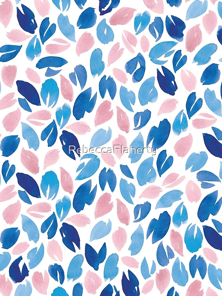 Watercolour Petals | Navy and Blush by RebeccaFlaherty