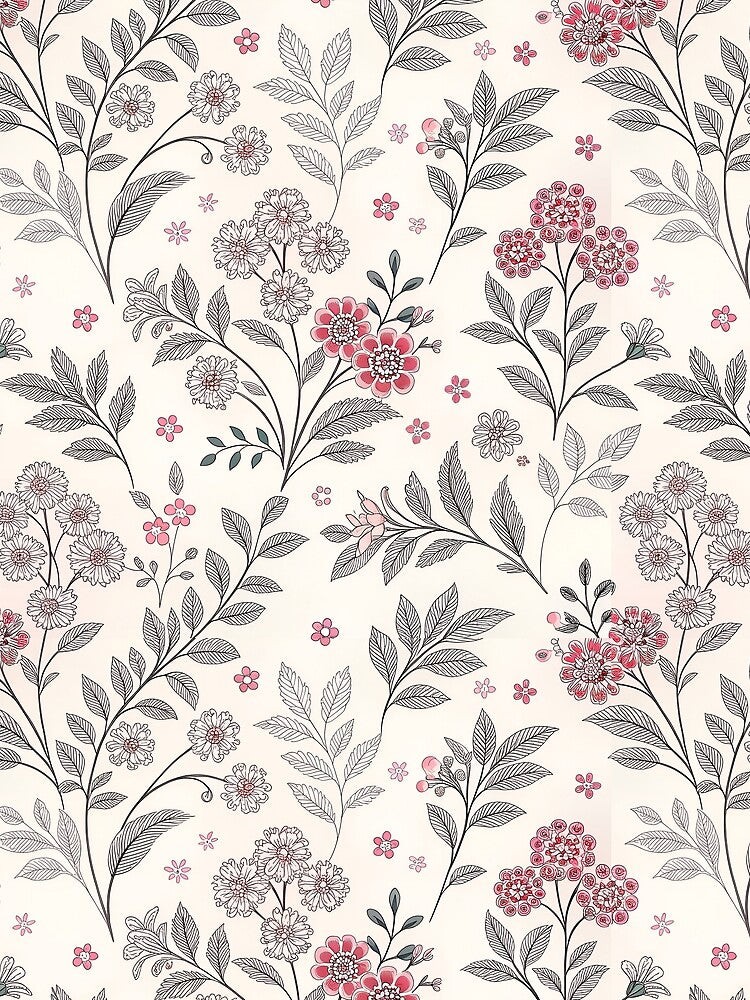 Floral Seamless Pattern Journal Birthday Gift for Women & Students, Floral Seamless Pattern Phone Case Christmas Gift for Girls & Teens, Floral Cozy Baby Shower Gift for Mom or Her by VivaFy