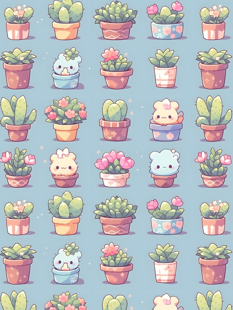 Cute Cactus Kawaii Pretty Cactusses Plants Pattern Kawaii by 18tokwa