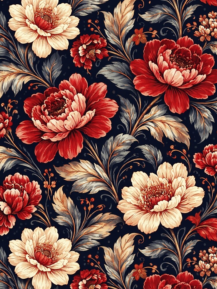 Bold Vintage Floral on Navy by FLATVAC STICKER