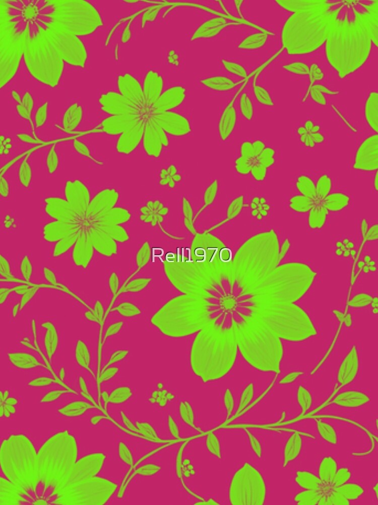 Pink And Green Floral Art by Rell1970