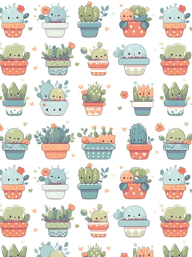 Cute Adorable Cactus Kawaii Pretty Cactusses Pattern by 18tokwa