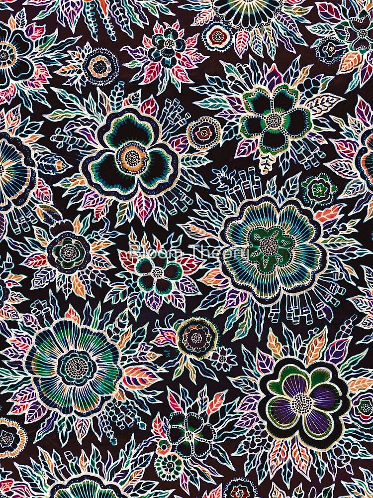 Vibrant Boho Floral Pattern | Neon Flower Design | Psychedelic Aesthetic | Hestia by Bloom Theory