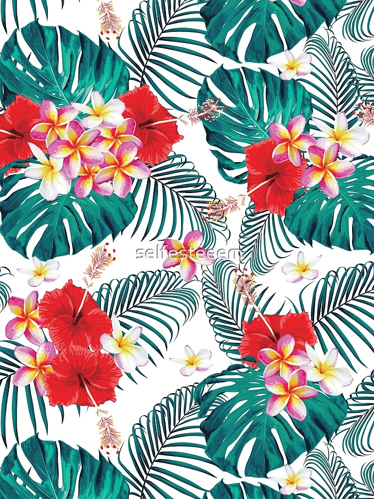 ALOHA TROPICAL RED GREEN SEAMLESS by selfesteeem