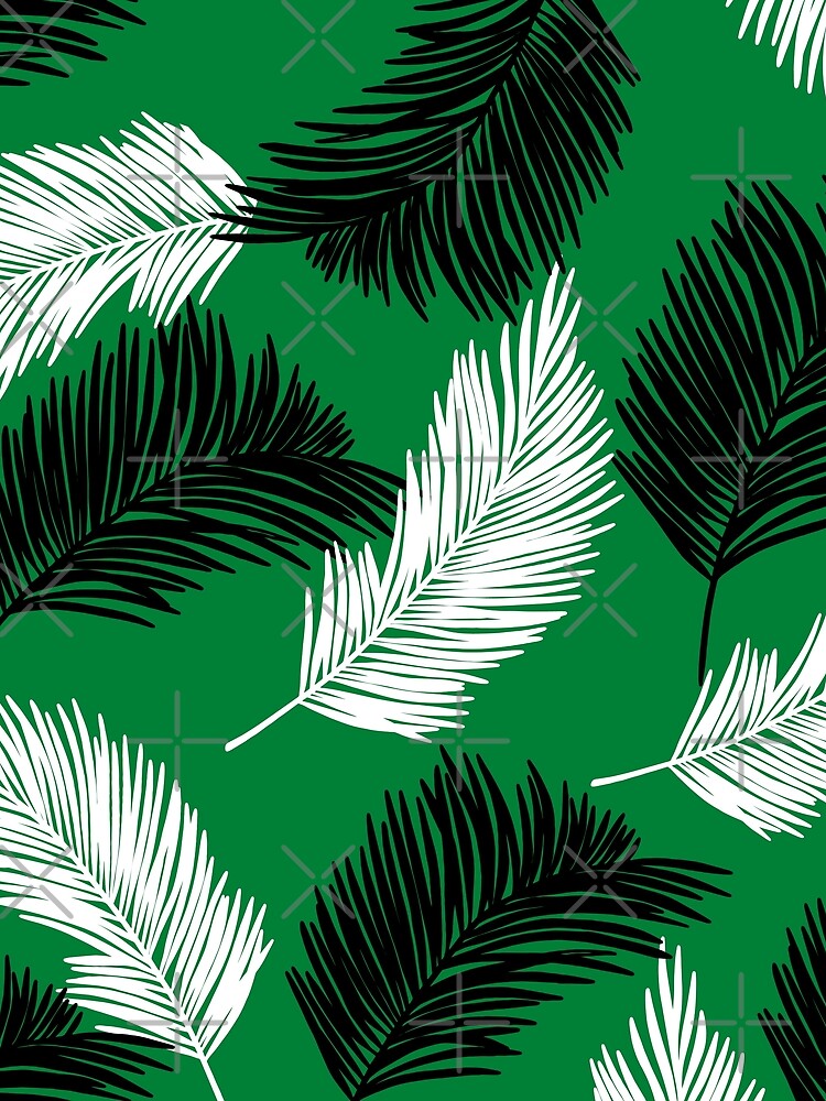 Tropical Wild Leaves Pattern Palm on Green by GraphicsClub