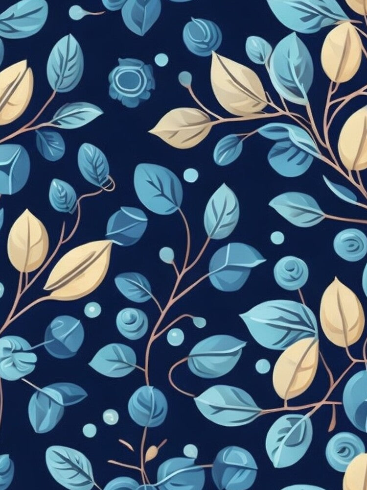 Beige and Blue Botanical Pattern by FANTASTIC-N
