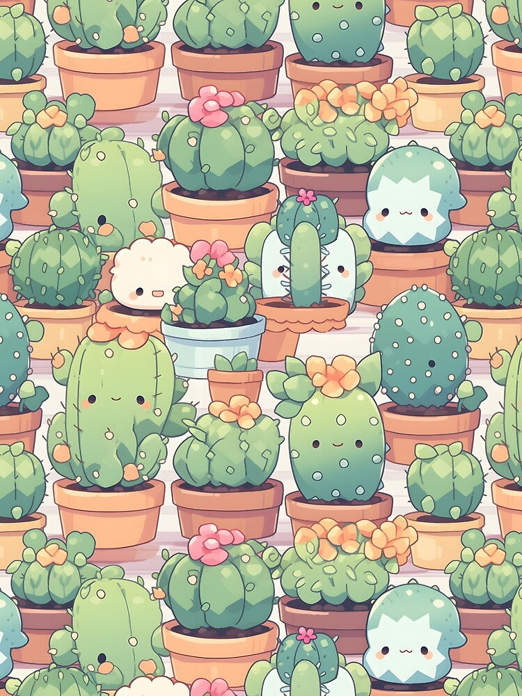 Happy Cute Cactus Kawaii Pretty Cactusses Design by 18tokwa