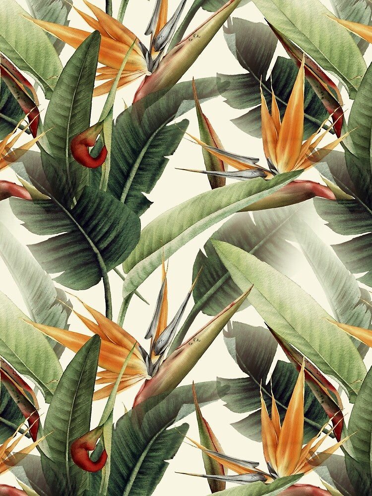 Seamless floral pattern with tropical plants by Olga Melikhova